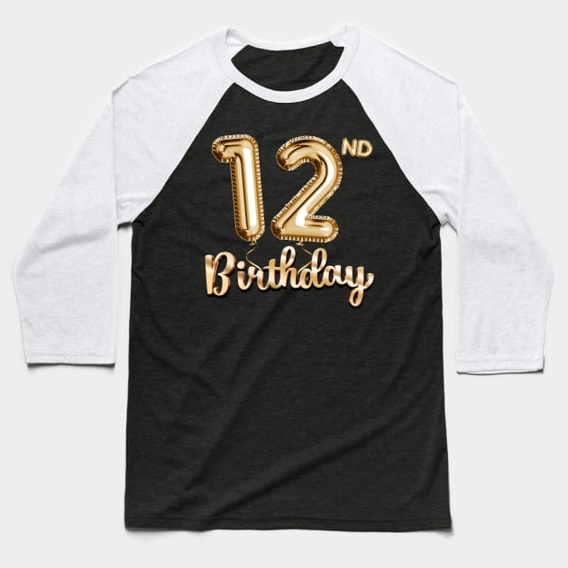 12th Birthday Gifts - Party Balloons Gold Baseball T-Shirt by BetterManufaktur